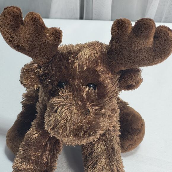 Aurora Moose Reindeer Stuffed Plush Toy Animal Brown Tan 8'' - Picture 11 of 12